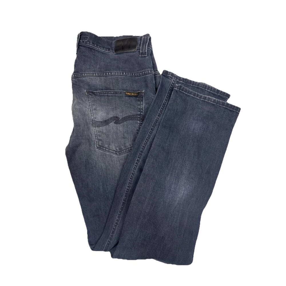 Nudie Jeans Thin Finn Men 33X32 Blue Slim Fit Stretch Denim Made Italy